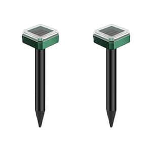 Square Solar Mole Ultrasonic Mole Repellent Stakes Garden & Patio Tools for Groundhog, Vole, Snake (2-Pieces)