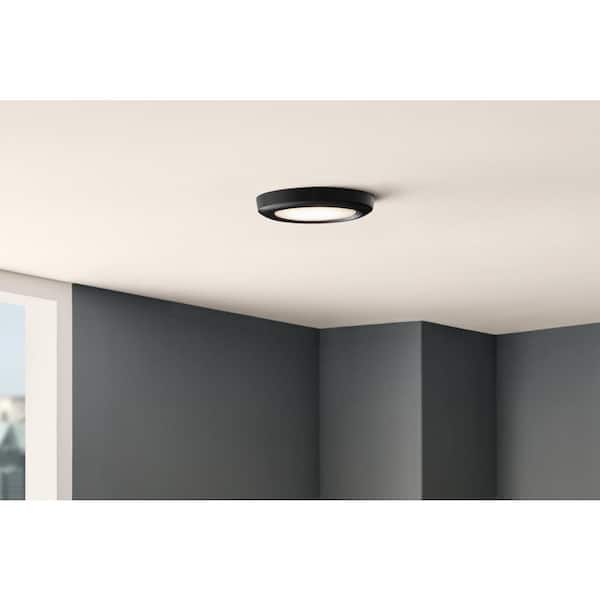 7.5 in. Disk Light LED Flush Mount with Night Light Feature and Extra Black Trim 1000 Lumens Adjustable CCT (6-Pack)