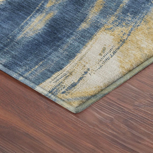Mayfield Premium Machine Washable Abstract AMF2421 Navy 5 ft. x 7 ft. 6 in. Area Rug