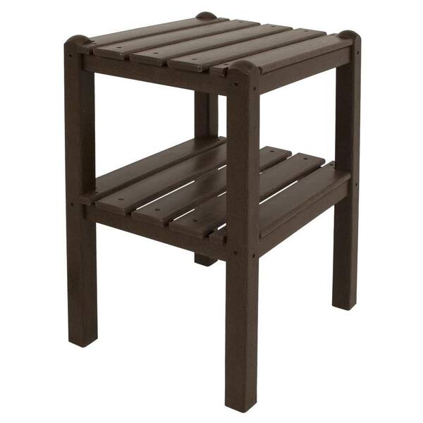 POLYWOOD Mahogany 2-Shelf Patio Side Table