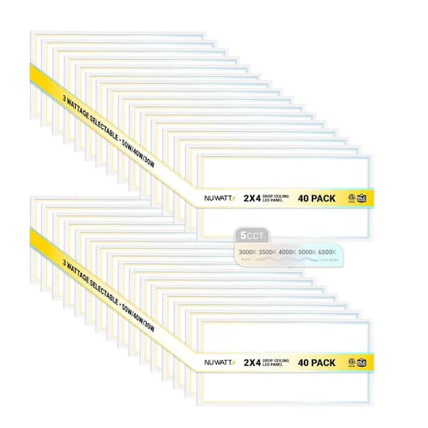 2 ft. x 4 ft. Drop Ceiling Backlit Integrated LED Panel 5CCT 30K-65K Color & Lumens Selectable Dimmable 120-277V (40PK)