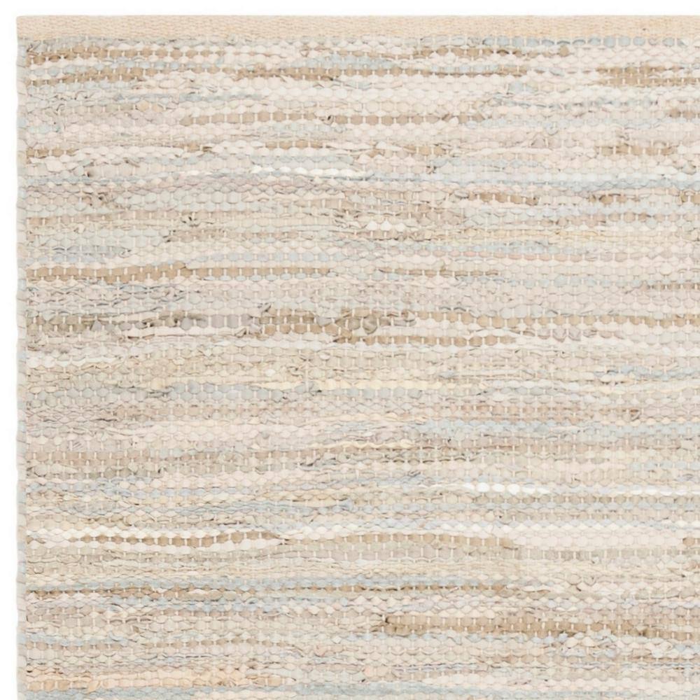 Handcrafted Beige Cowhide Leather 4' x 6' Flat Woven Area Rug