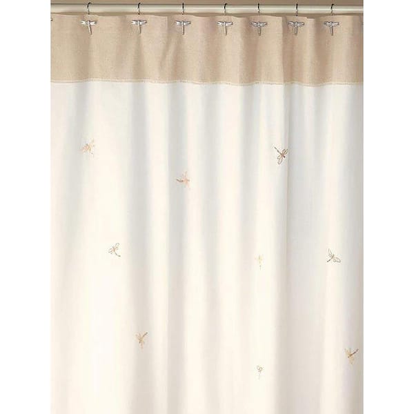 Creative Bath Dragonfly 70 in. x 72 in. 100% Cotton Nature-Themed Shower Curtain in Natural and Tan