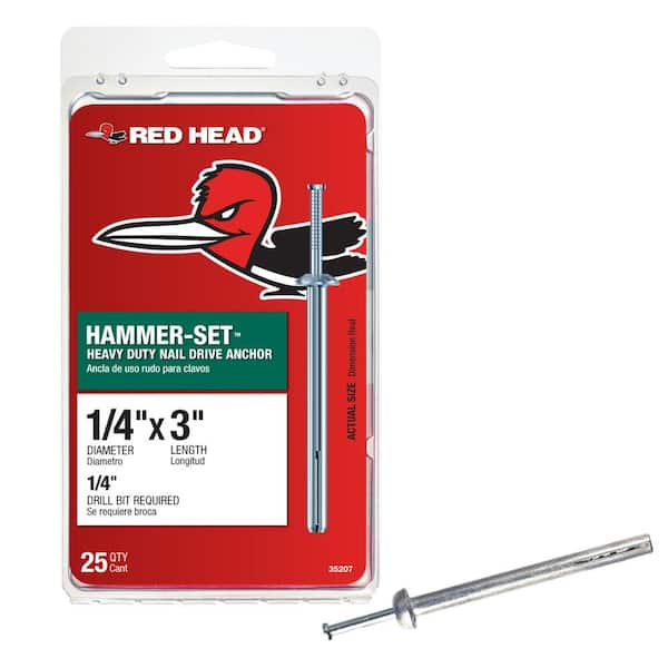 Red Head 1/4 in. x 3 in. Hammer-Set Nail Drive Concrete Anchors (25-Pack)
