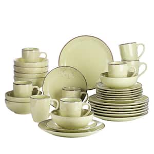 Navia Nature Prato Yellow Green 32-Pieces Ceramic Dinnerware Sets (Service for 8)