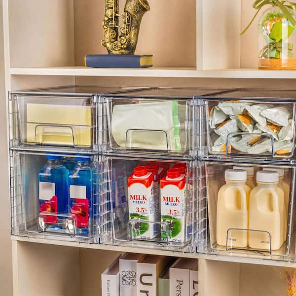 2-Pack Large Clear Acrylic Stackable Storage Drawers with Handles for Kitchen Undersink, Bathroom and Pantry