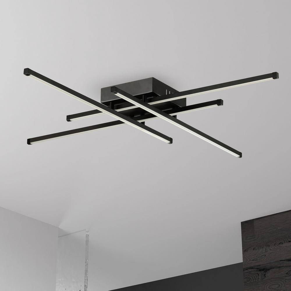 Matte Black 32.5'' Modern LED Ceiling Flush Mount for Indoor/Outdoor