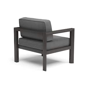 Grayton Gray Aluminum Outdoor Lounge Chair with Gray Cushion