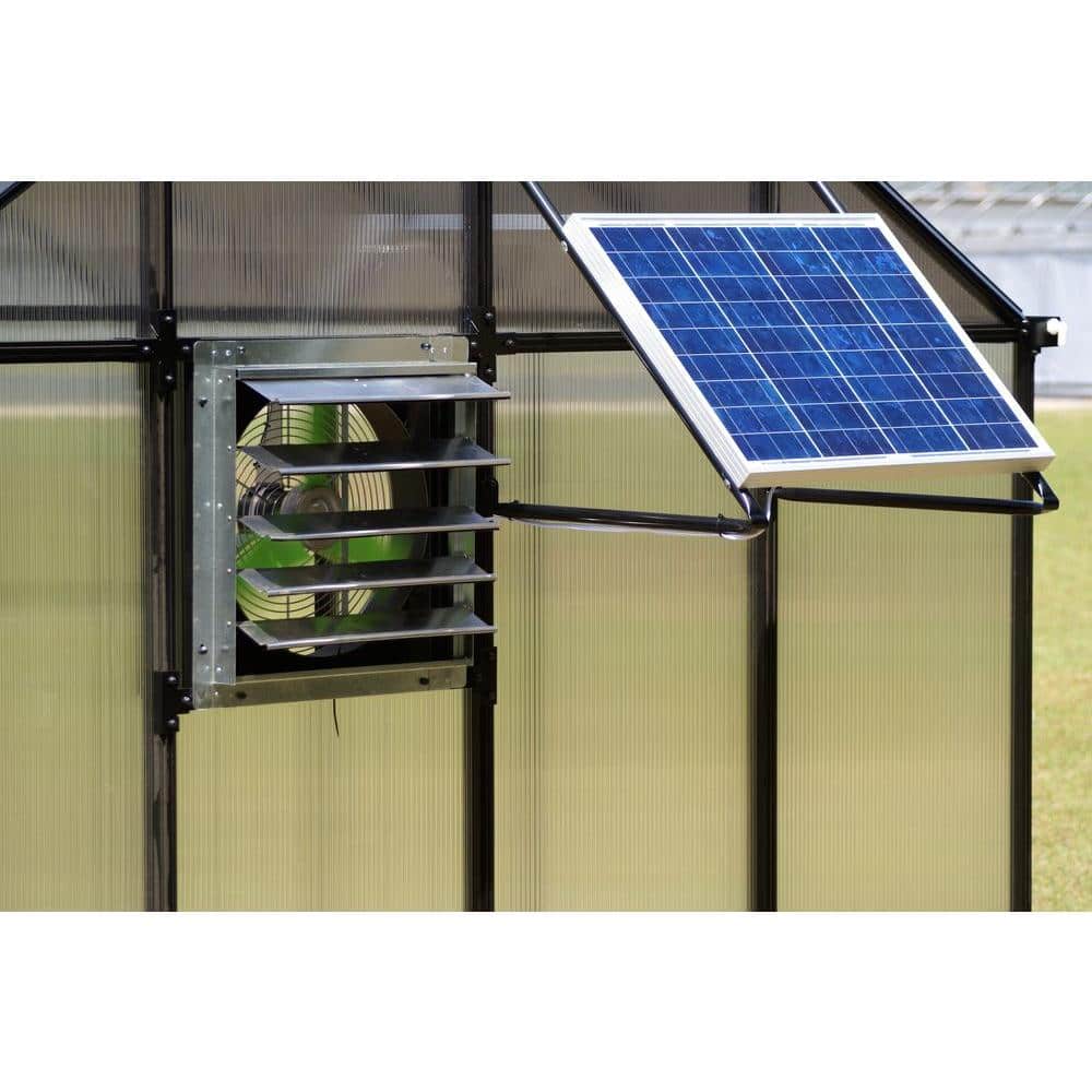 Monticello Black Aluminum 8' x 20' Greenhouse with Solar Ventilation