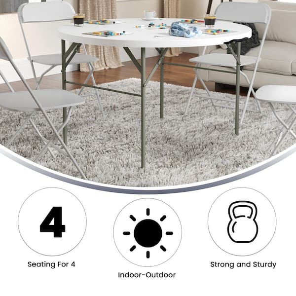 47.75 in. Granite White Plastic Tabletop Metal Frame Folding Table