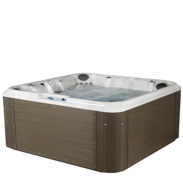 Amplified 6-Person 100-Jet 240-Volt Lounger Hot Tub with Bluetooth Stereo and 3 Pumps