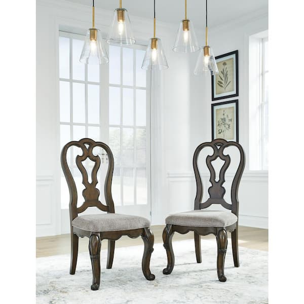 Maylee Dark Brown Polyester Cushioned Side Chair Set of 2
