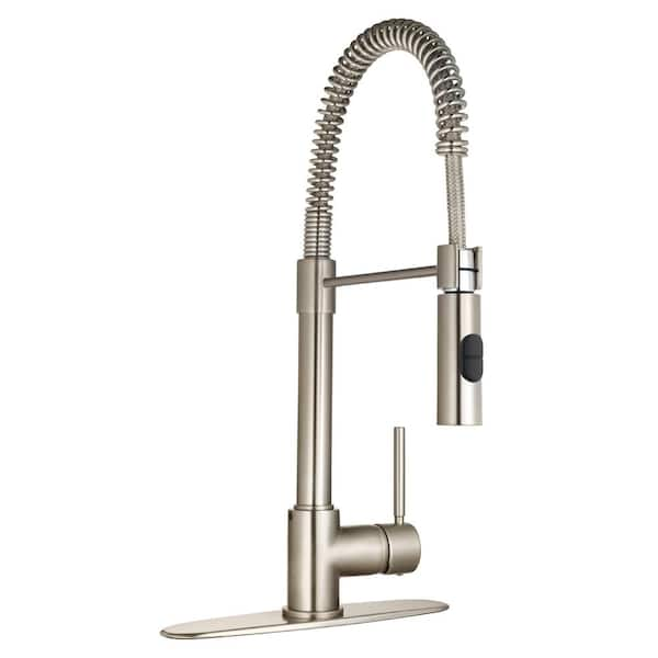 Elba Spring Single Handle Pull-Out Sprayer Kitchen Faucet in Brushed Nickel