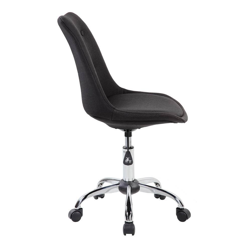 Elegant Black Fabric Swivel Task Chair with Tufted Design