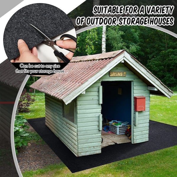 8.2 x 8.2 ft Outdoor Storage Shed Floor Moat, Waterproof Outdoor Carport Mat,Thickened Soft Patio Furniture Pad Washable