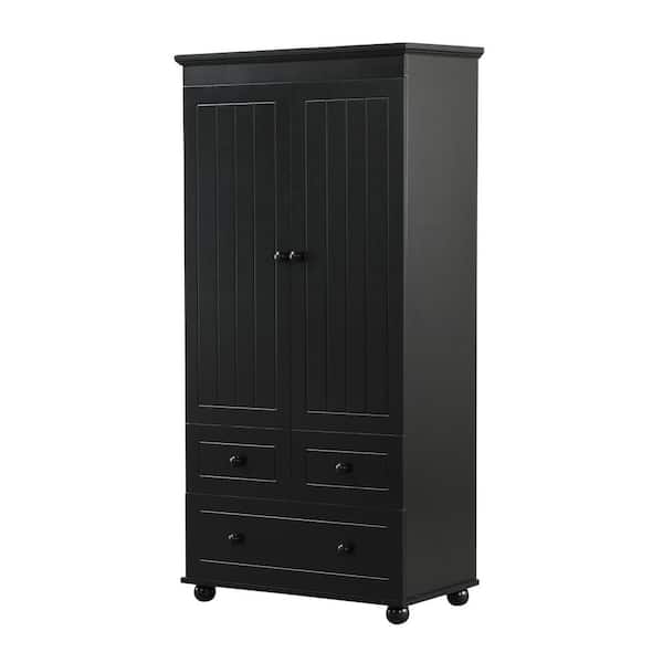 Cesicia 30.6 in. W x 15.8 in. D x 62.7 in. H Black Linen Cabinet with 3-Drawer