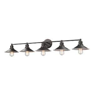 Casa 46 in. 5-Light Olde Bronze Vanity Light with Olde Bronze Steel Shade