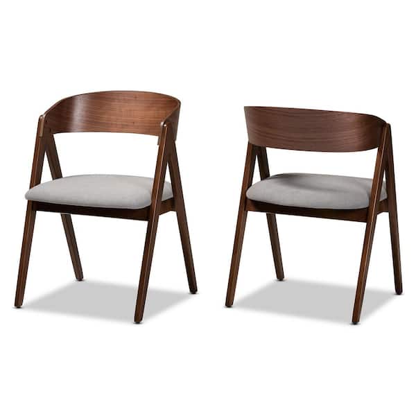 Baxton Studio Danton Grey and Walnut Brown Dining Chair (Set of 2)