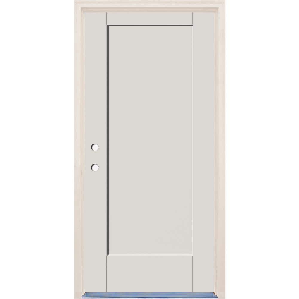 32 in. x 80 in. 1 Panel Right-Hand Unfinished Fiberglass Prehung Front Door with 4-9/16 in. Frame and Nickel Hinges price history on PriceWatchPro