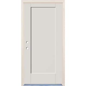 32 in. x 80 in. 1 Panel Right-Hand Unfinished Fiberglass Prehung Front Door with 4-9/16 in. Frame and Nickel Hinges