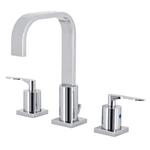 Serena 2-Handle High Arc 8 in. Widespread Bathroom Faucets with Plastic Pop-Up in Polished Chrome