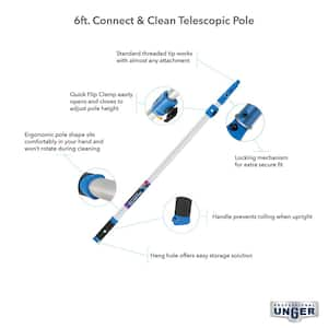 ProClean Indoor Window Cleaner and 6' Aluminum Telescoping Pole with Connect & Clean Locking Cone and Quick-Flip Clamps