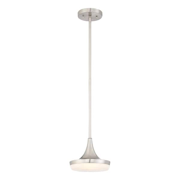 Home Decorators Collection 40-Watt Equivalent 8 in. Brushed Nickel Integrated LED Mini Pendant