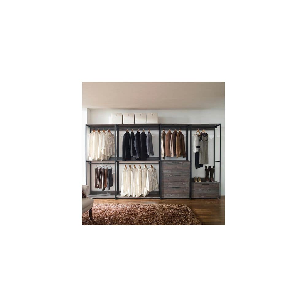 Weathered Wood 38.5 in. Wardrobe Walk in Closet System