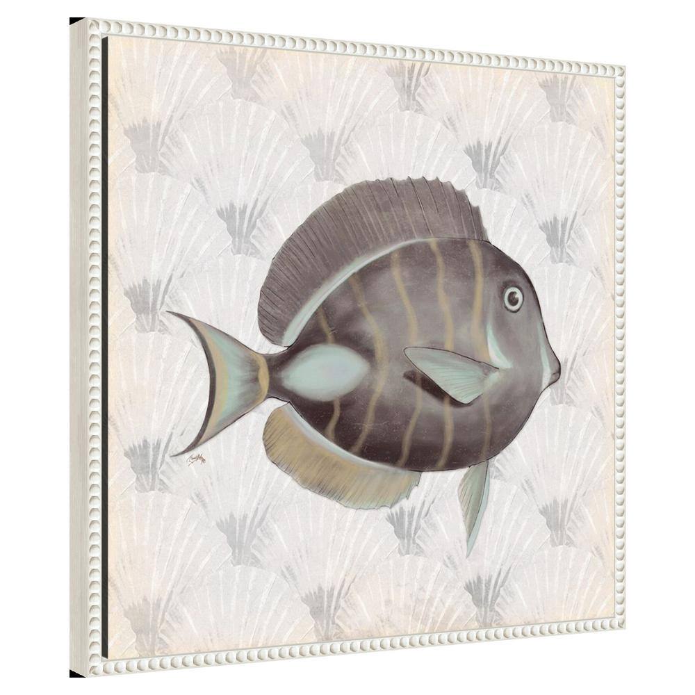 Neutral Vintage Fish Canvas Wall Art with Beaded Frame