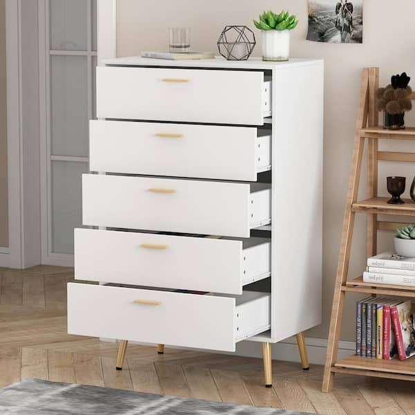 FUFU&GAGA 10-Drawers White Wood Chest of Drawer Accent Storage Cabinet  Organizer 55.1 in. W x 15.7 in. D x 35.4 in. H KF330034-01 - The Home Depot