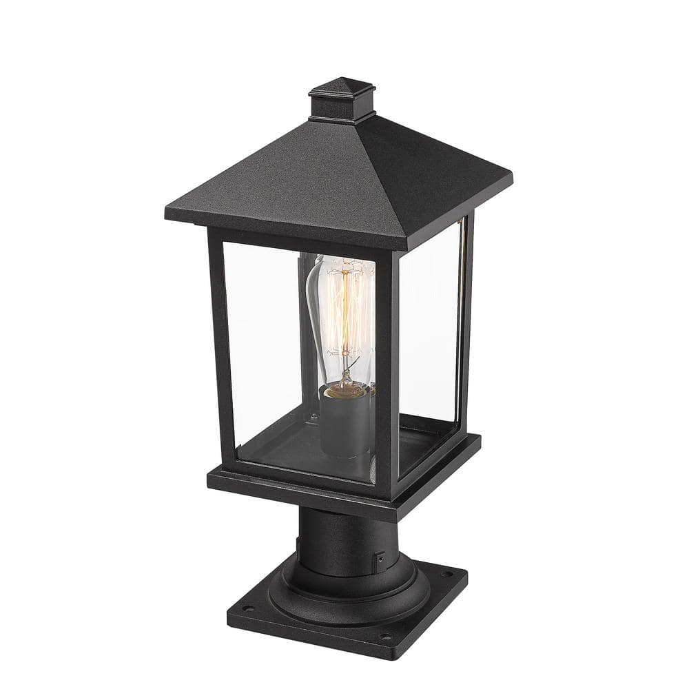 Portland Black Cast Aluminum 18" Outdoor Pier Mount Lantern