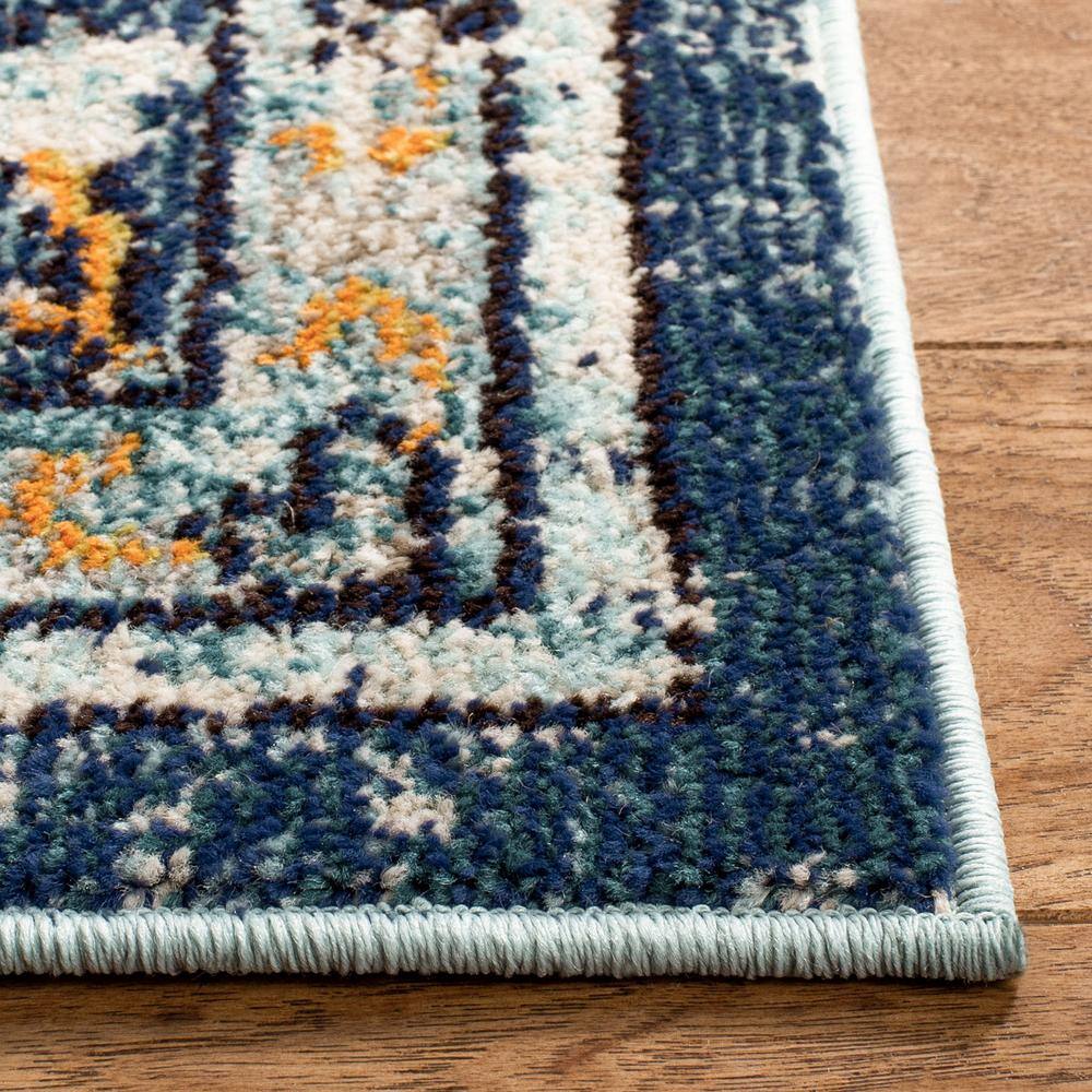 Blue and Light Blue Synthetic Non-slip Area Rug