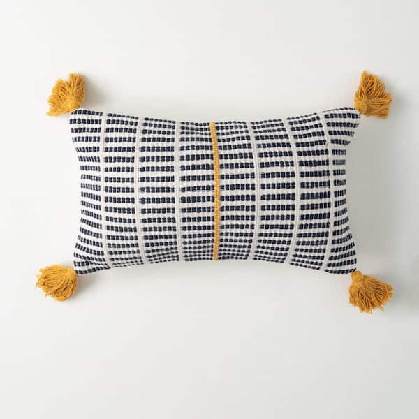 SULLIVANS 12 in. Blue Birdseye Striped Throw Pillow, Cotton