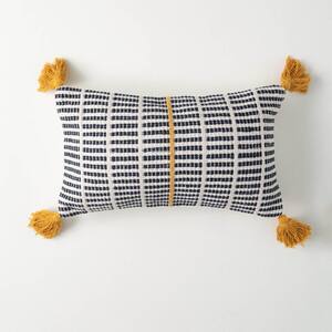 12 in. Blue Birdseye Striped Throw Pillow, Cotton