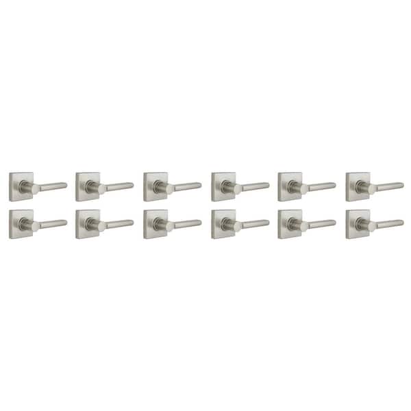 Tonebridge Satin Nickel Hall/Closet Door Lever with Square Rose 12-Pack