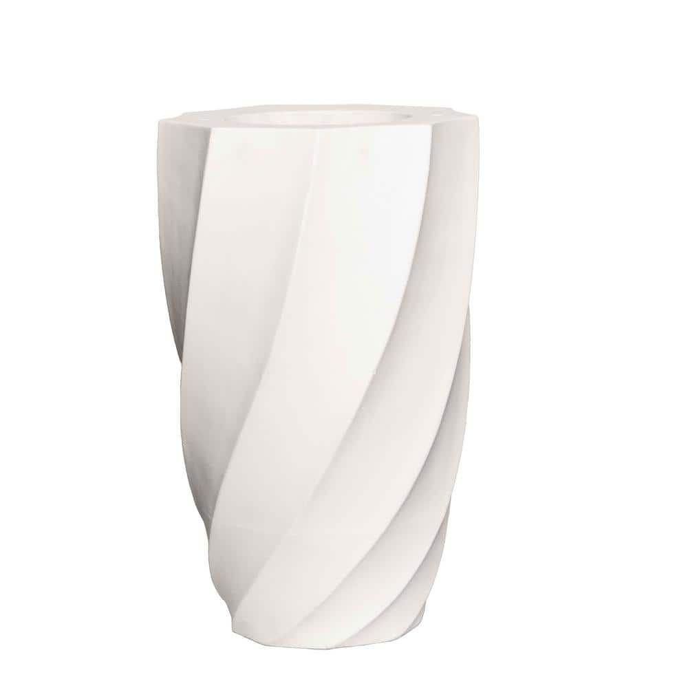 VINTAGE HOME 22.5 in. Glossy White Fiberstone Planter