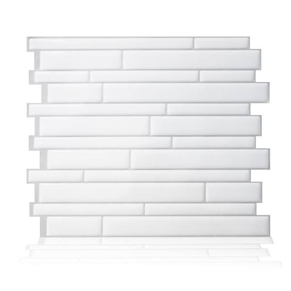 smart tiles Milano Blanco 11.55 in. W x 9.65 in. H White Peel and Stick Self-Adhesive Decorative Mosaic Wall Tile Backsplash