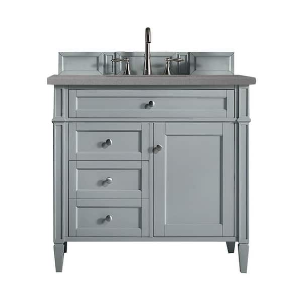 James Martin Vanities Brittany 36 in. W x 23.5 in.D x 34 in. H Single Bath Vanity in Urban Gray with Quartz Top in Grey Expo