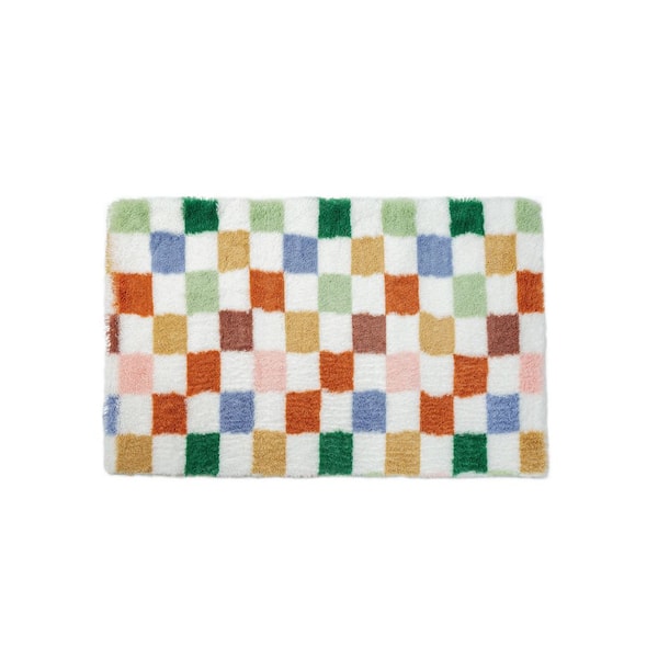 Checkerboard Shag Multicolor 6 ft. x 9 ft. Checkered Area Rug