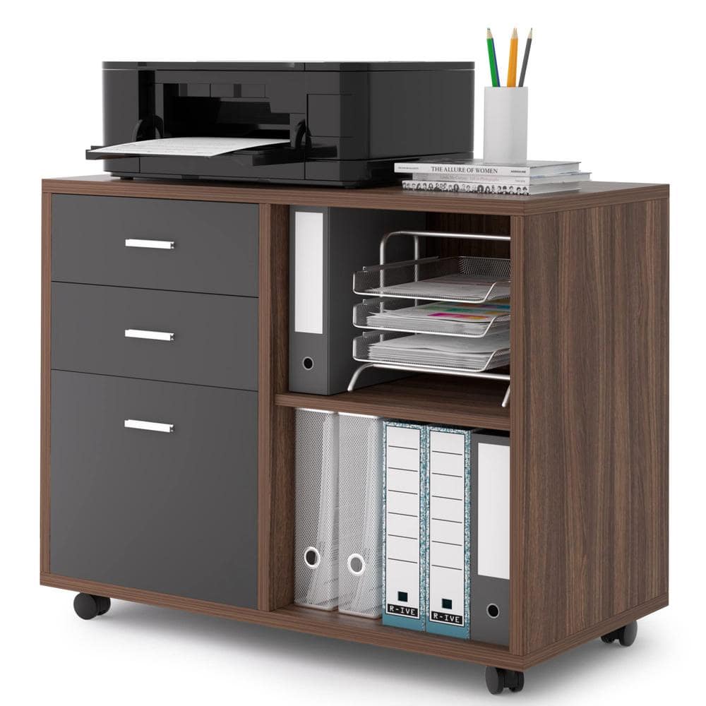 Zeus & Ruta Dark Gray File with 3Drawer Mobile Lateral Filing