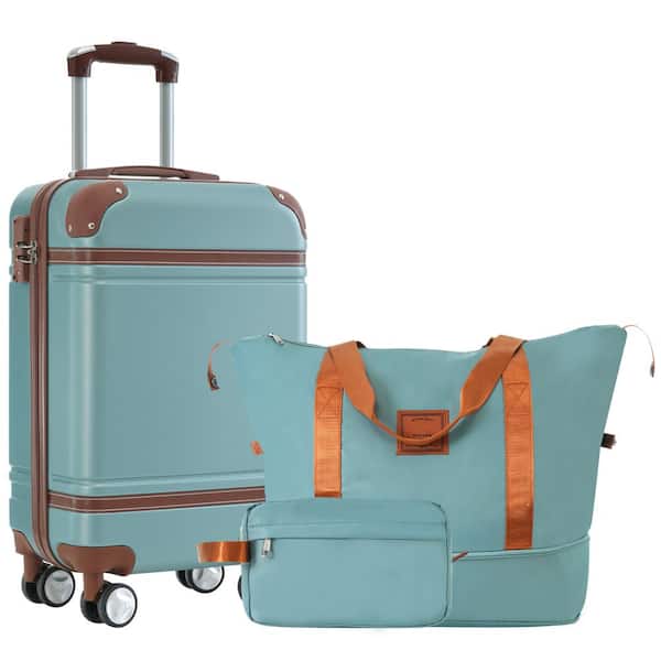 Merax 3-Piece Green ABS Hardshell Double Spinner 20 in. Luggage Set with an Expandable Travel Duffel Bag, a Toiletry Bag