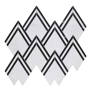 Tapered Waterjet 11.1 in. x 9.7 in. White and Black Peel and Stick Backsplash Wall Tile (10 Tiles, 8.05 sq. ft.)