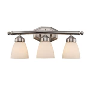 Ashlea 22 in. 3-Light Brushed Nickel Bathroom Vanity Light Fixture with Frosted Glass Shades