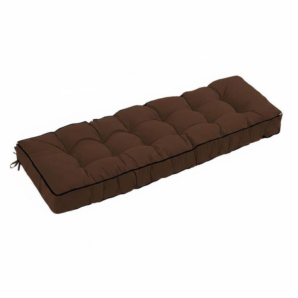 63 in. x 20 in. Outdoor Tufted Bench Cushion for Patio Furniture, Wicker Settee Loveseat Seat Cushion in Brown