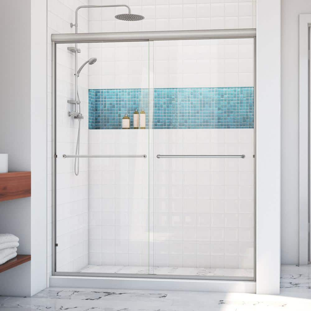 Alliance Pro LT 56 in. - 60 in. x 70-3/8 in. Semi-Frameless Sliding Shower Door in Brushed Nickel -  DreamLine, SDAT60W700VTX04