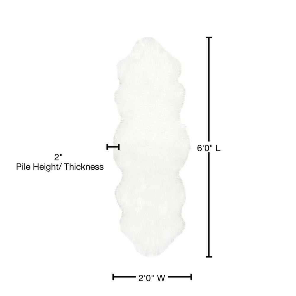 Ivory Faux Sheepskin Shag Rug 25"x7" Easy-Care & Stain-Resistant