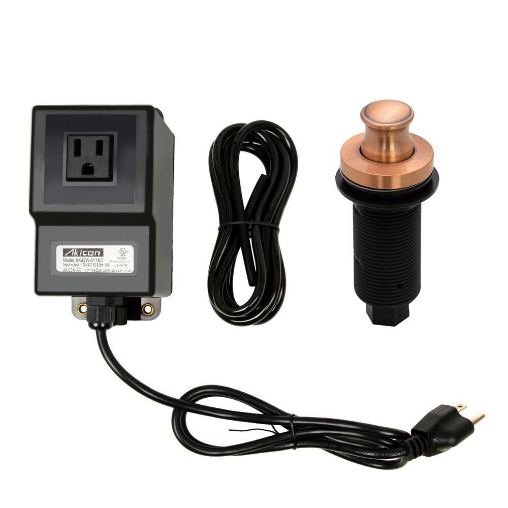 Akicon Garbage Disposal Air Switch Kit, Dual Outlet, Solid Brass Button ...