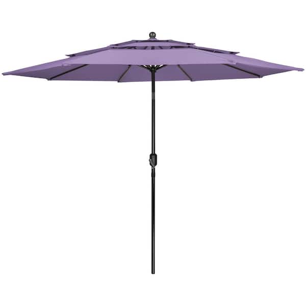 9.75 ft. Outdoor Patio Market Umbrella with Hand Crank and Tilt Purple