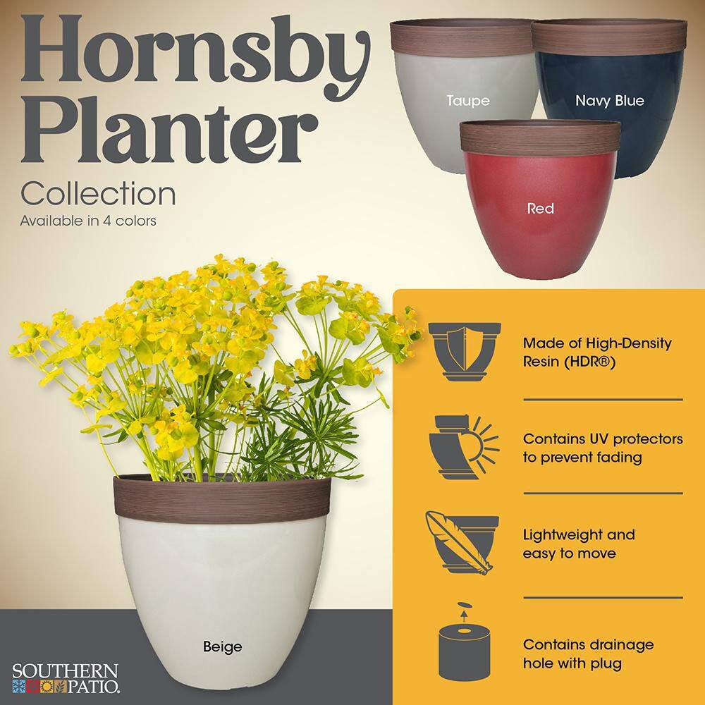 Navy Blue High-Density Resin Outdoor Planter with Drainage Hole