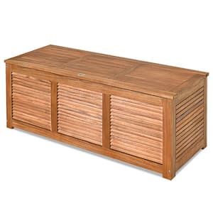 47 Gal. Deck Storage Acacia Wood Organization Toys Cushions Tools Deck Box